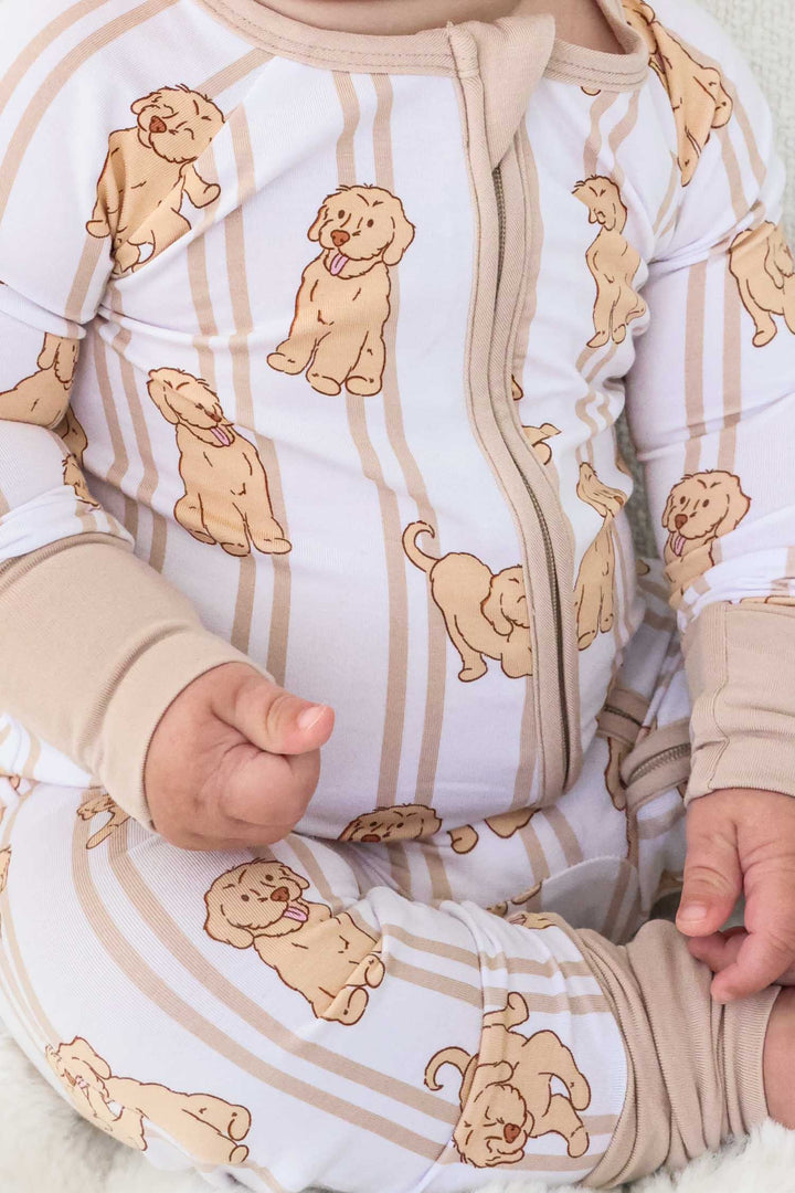 caden lane dog print convertible zip romper for infants