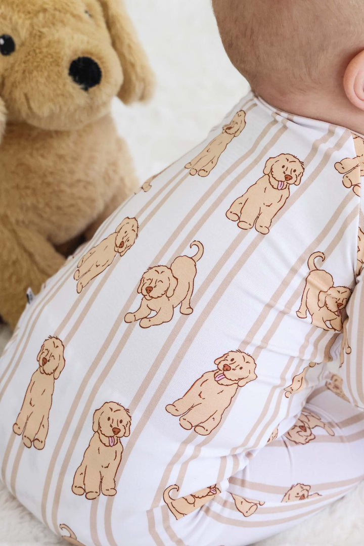 caden lane ruff life convertible zip romper – lab print