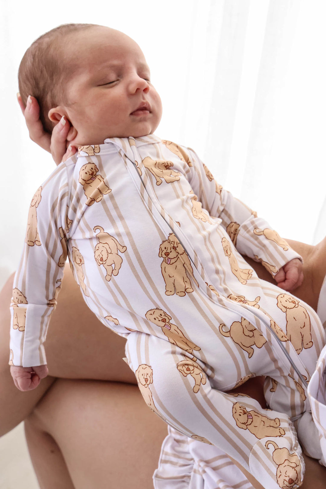 caden lane dog print zipper footie for infants