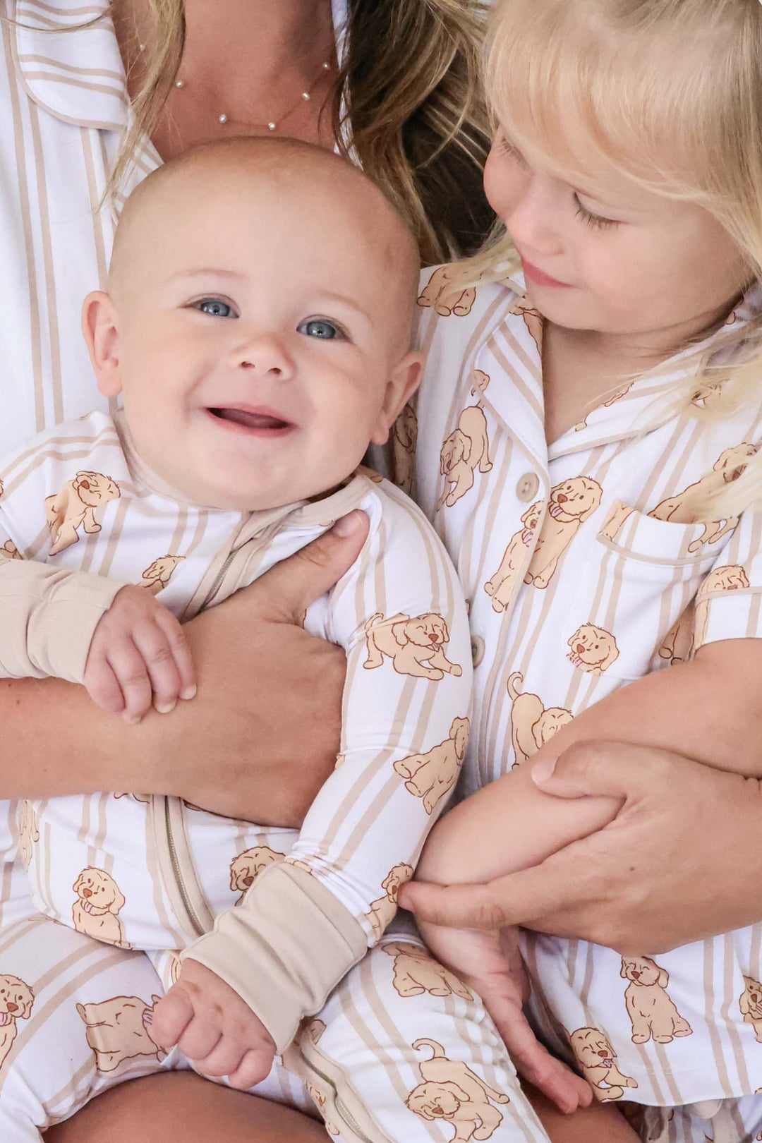 caden lane golden retriever print convertible zip romper for infants