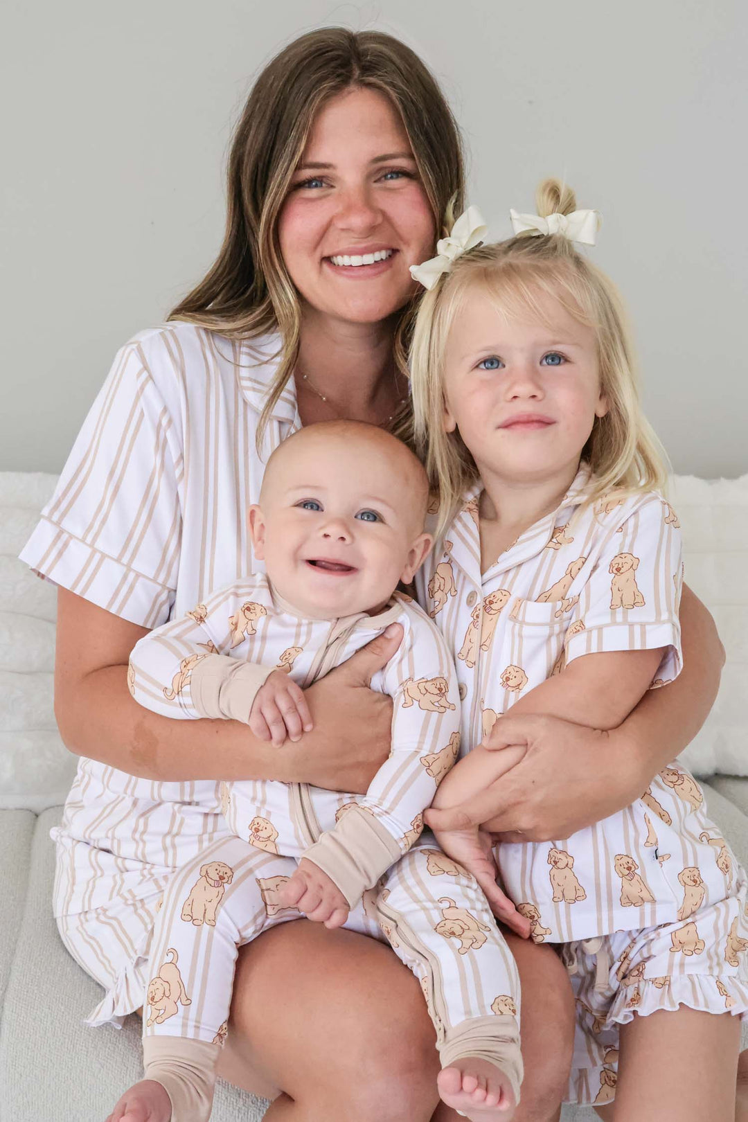 caden lane mommy and me girls lounge set with golden retriever print