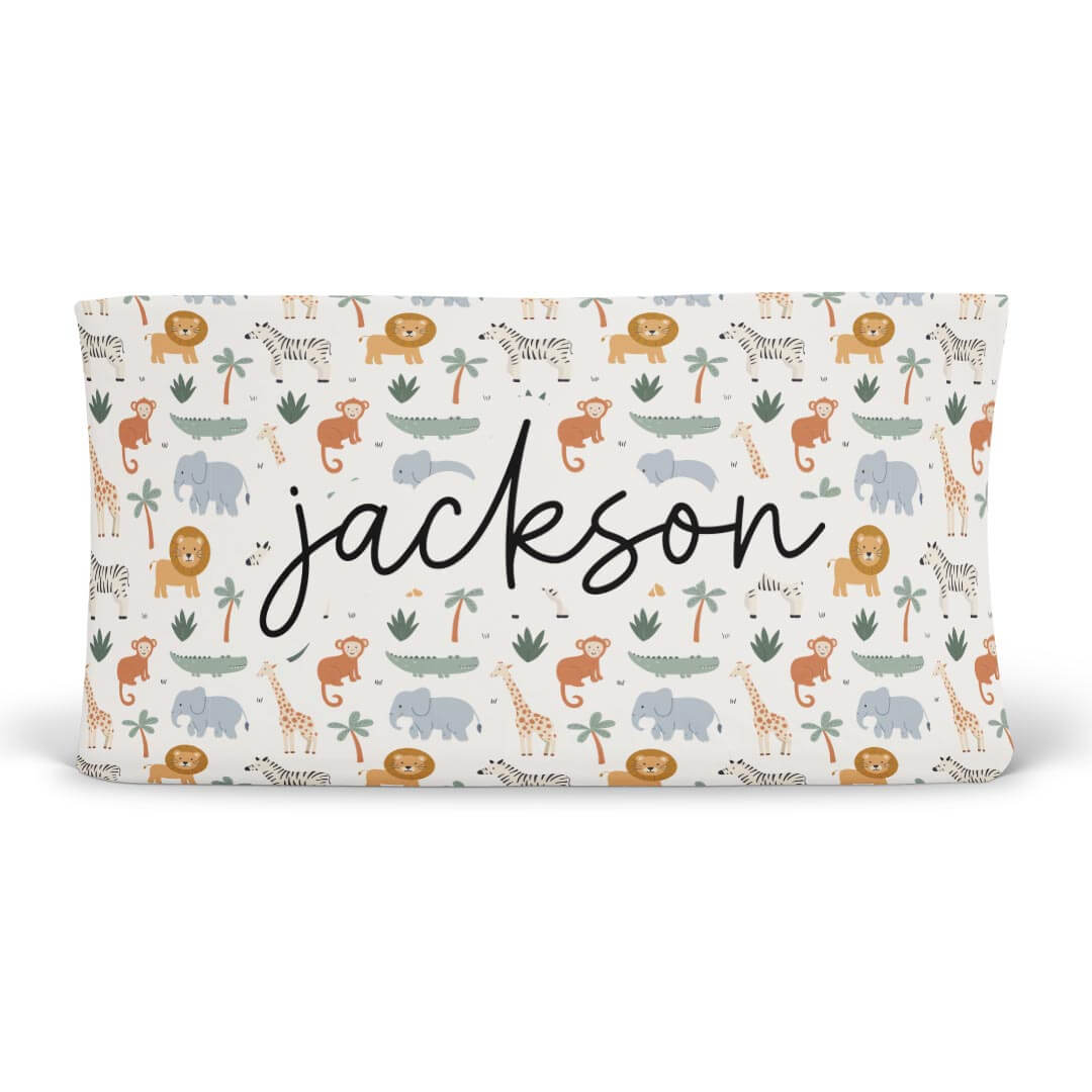 safari snuggles personalized changing pad cover 