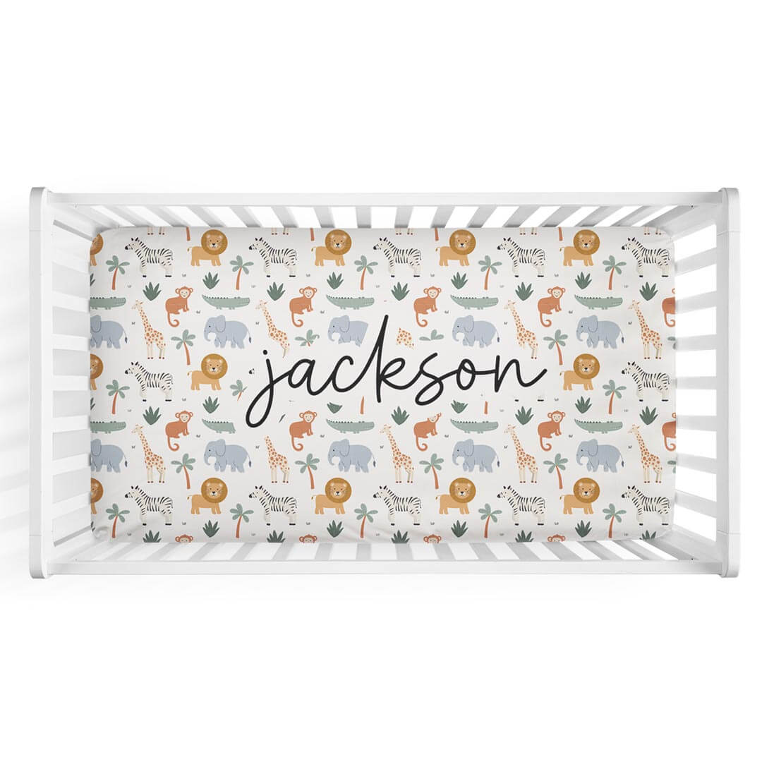 safari personalized crib sheet 