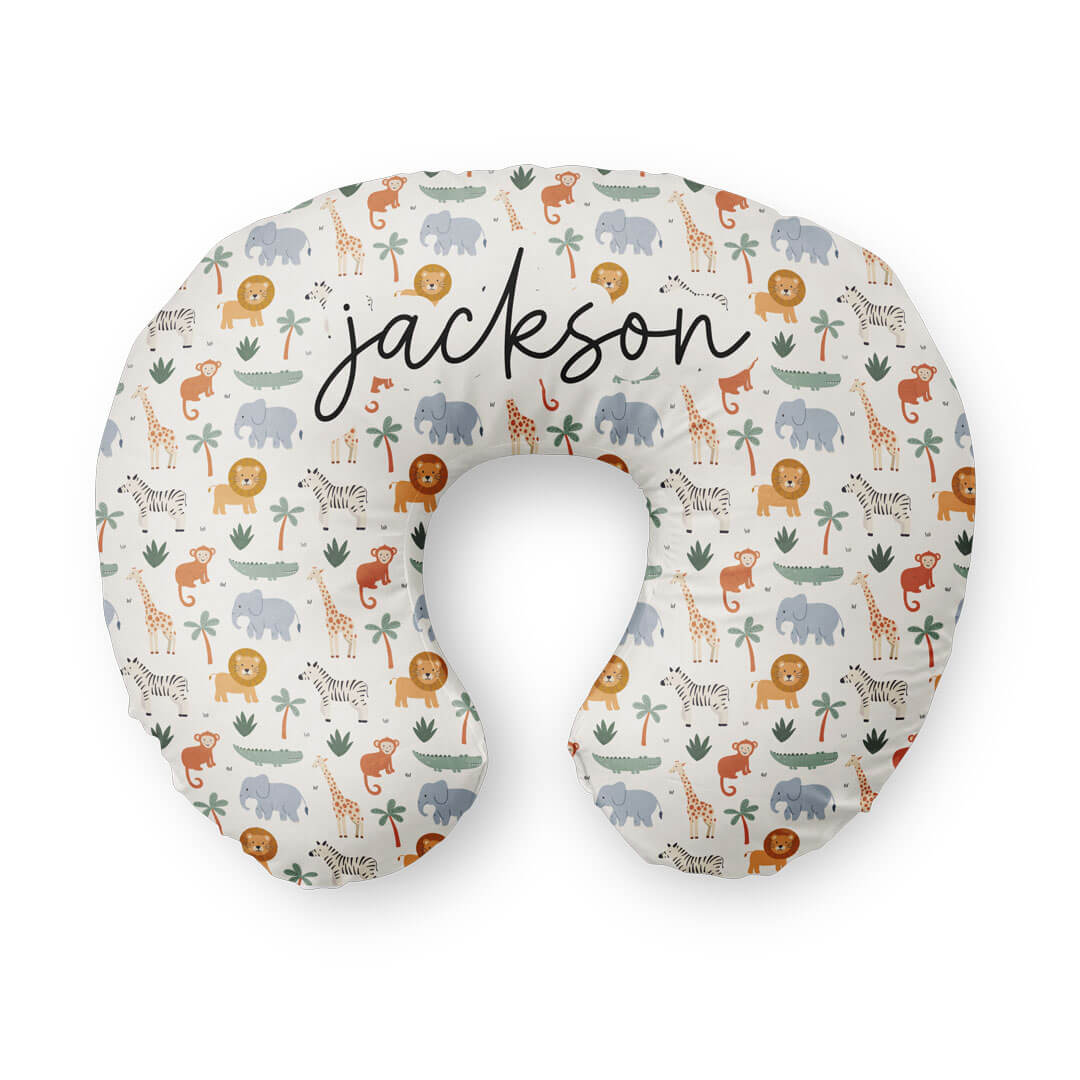 safari themed personalized nursing pillow cover 