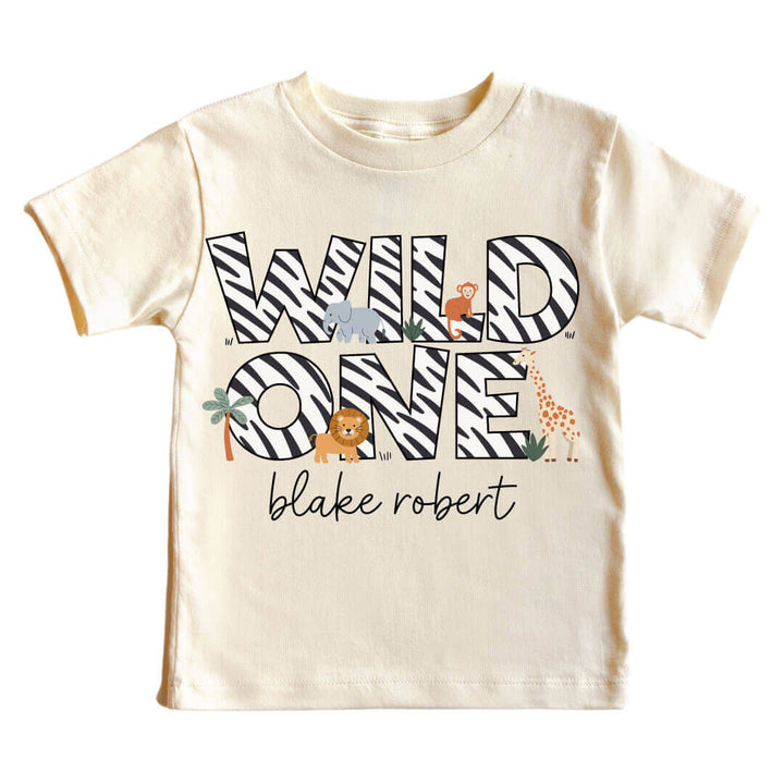 safari snuggles wild one personalized graphic tee for kids 