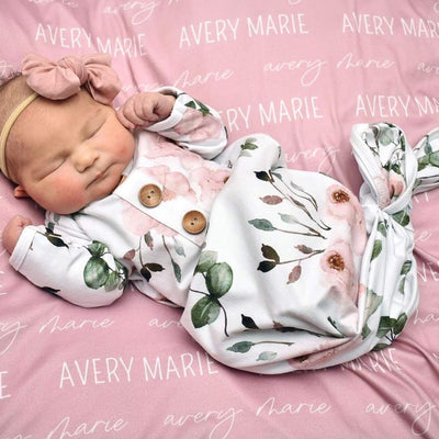 millie's pink floral newborn knot gown bundle 
