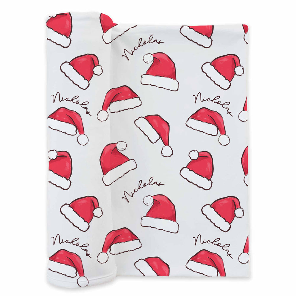 santa hat personalized swaddle blanket for babies 