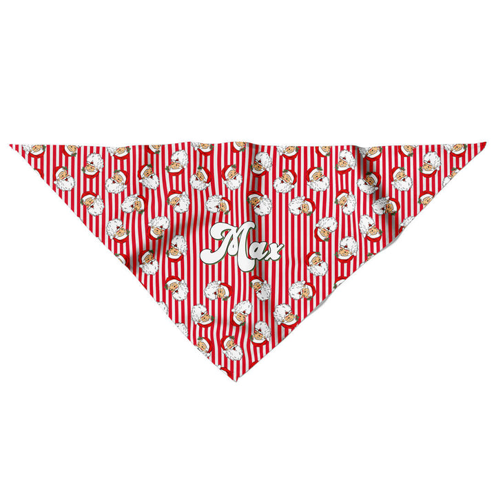 Open Santa Claus Lane Personalized Pet Bandana flat lay