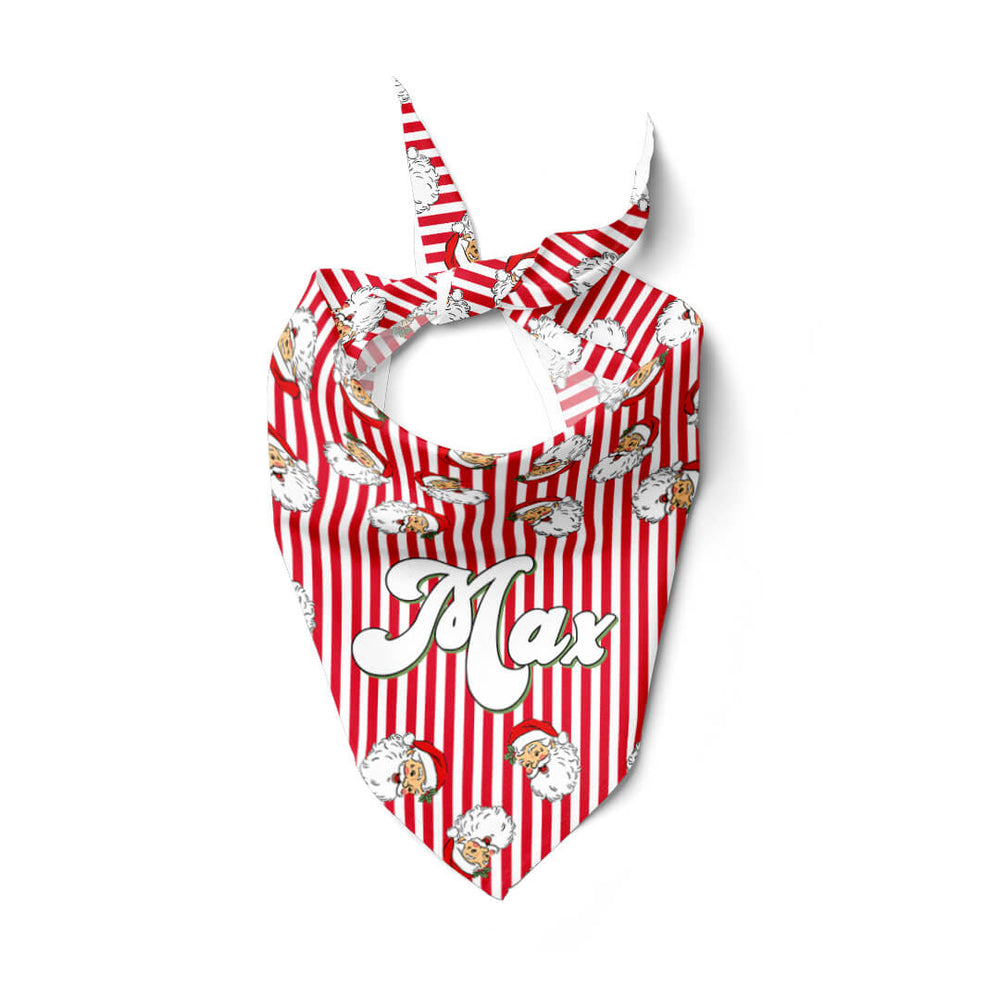 Santa Claus Lane Personalized Pet Bandana flat lay