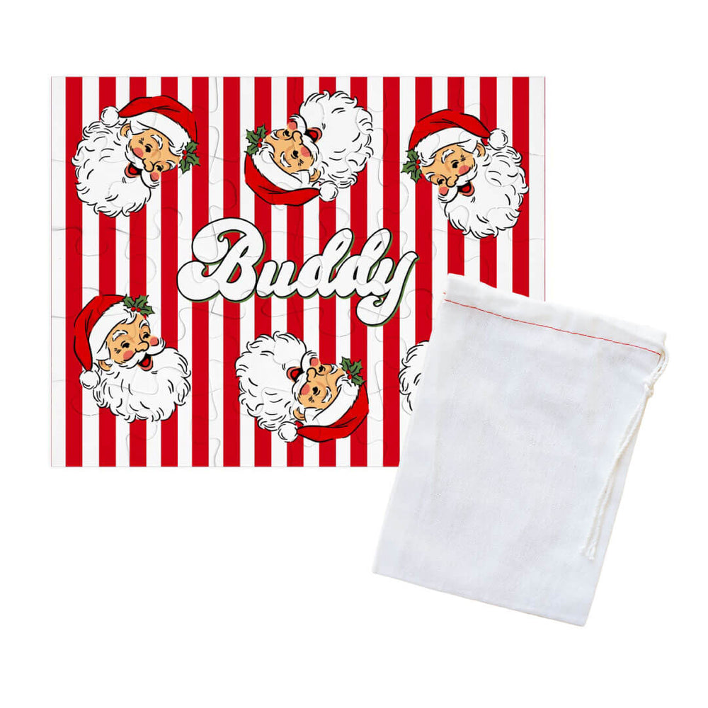Santa Claus Lane Kids Personalized 30 Piece Puzzle with drawstring bag