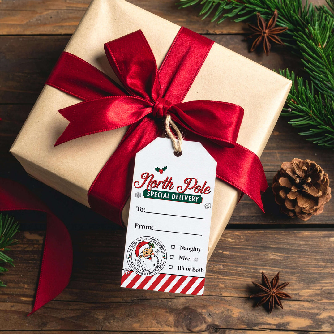 christmas gift tags with santa on them