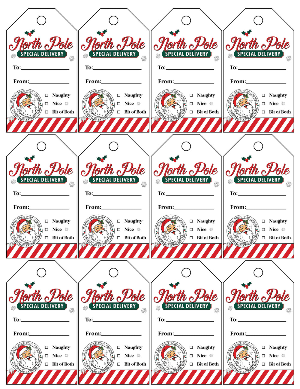 north pole special delivery gift tags
