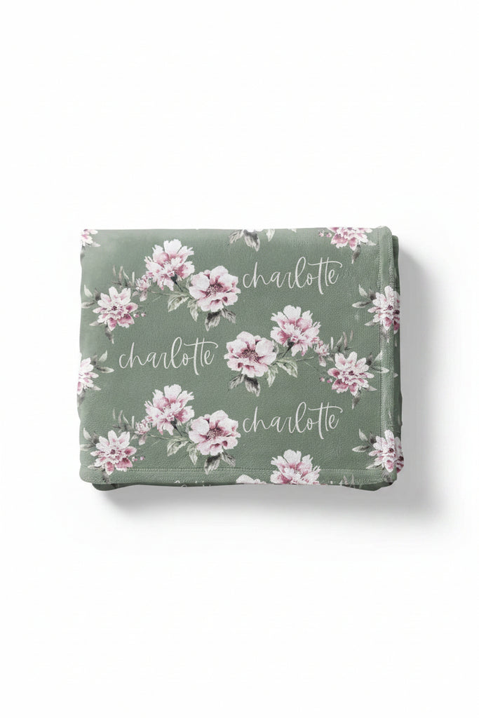 Saylors Sage & Blush Floral Personalized Blanket
