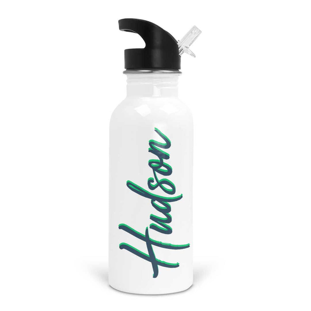 Azure & Lime Script Personalized Water Bottle