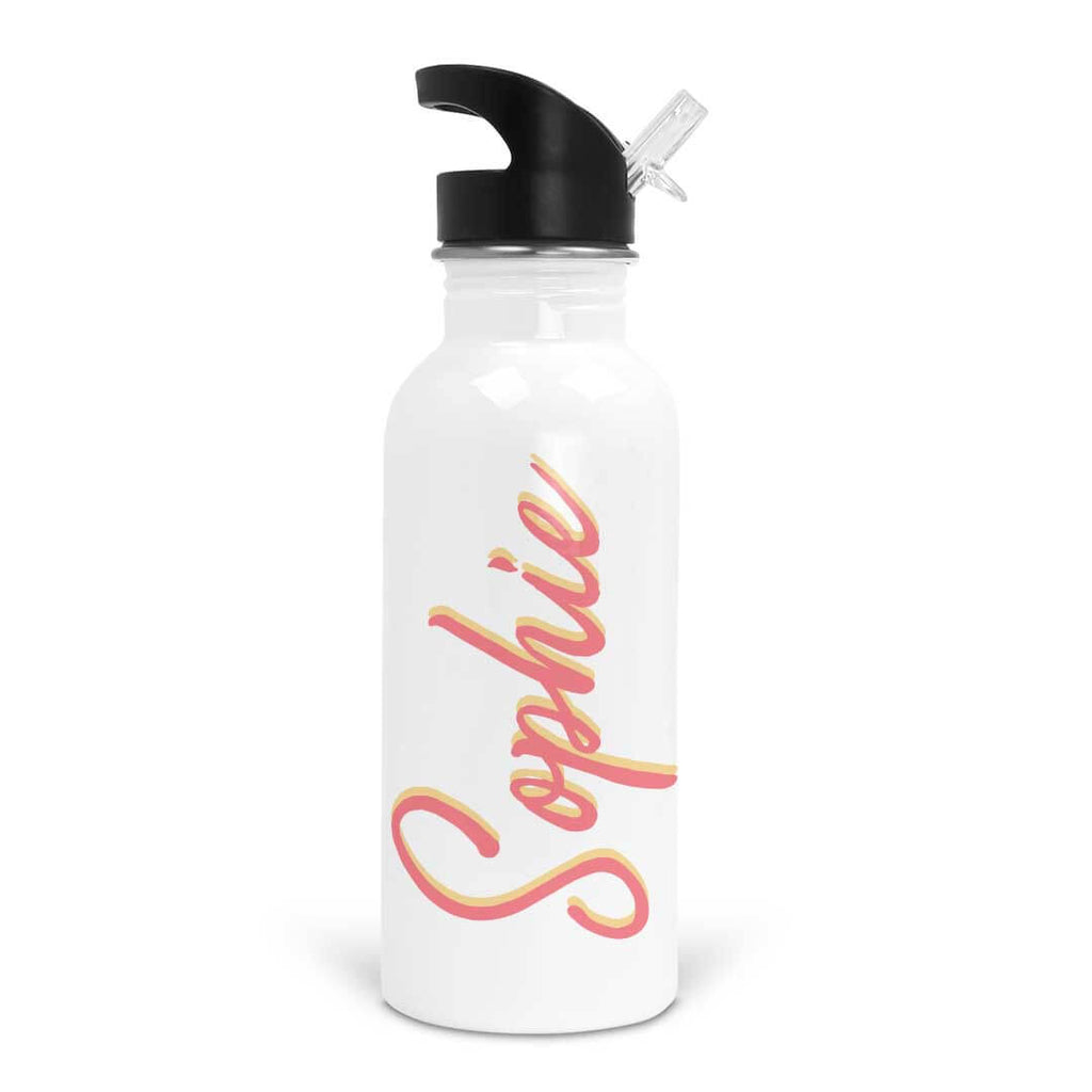 Blush & Daisy Script Personalized Water Bottle