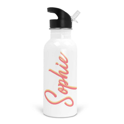 blush and daisy script water bottle