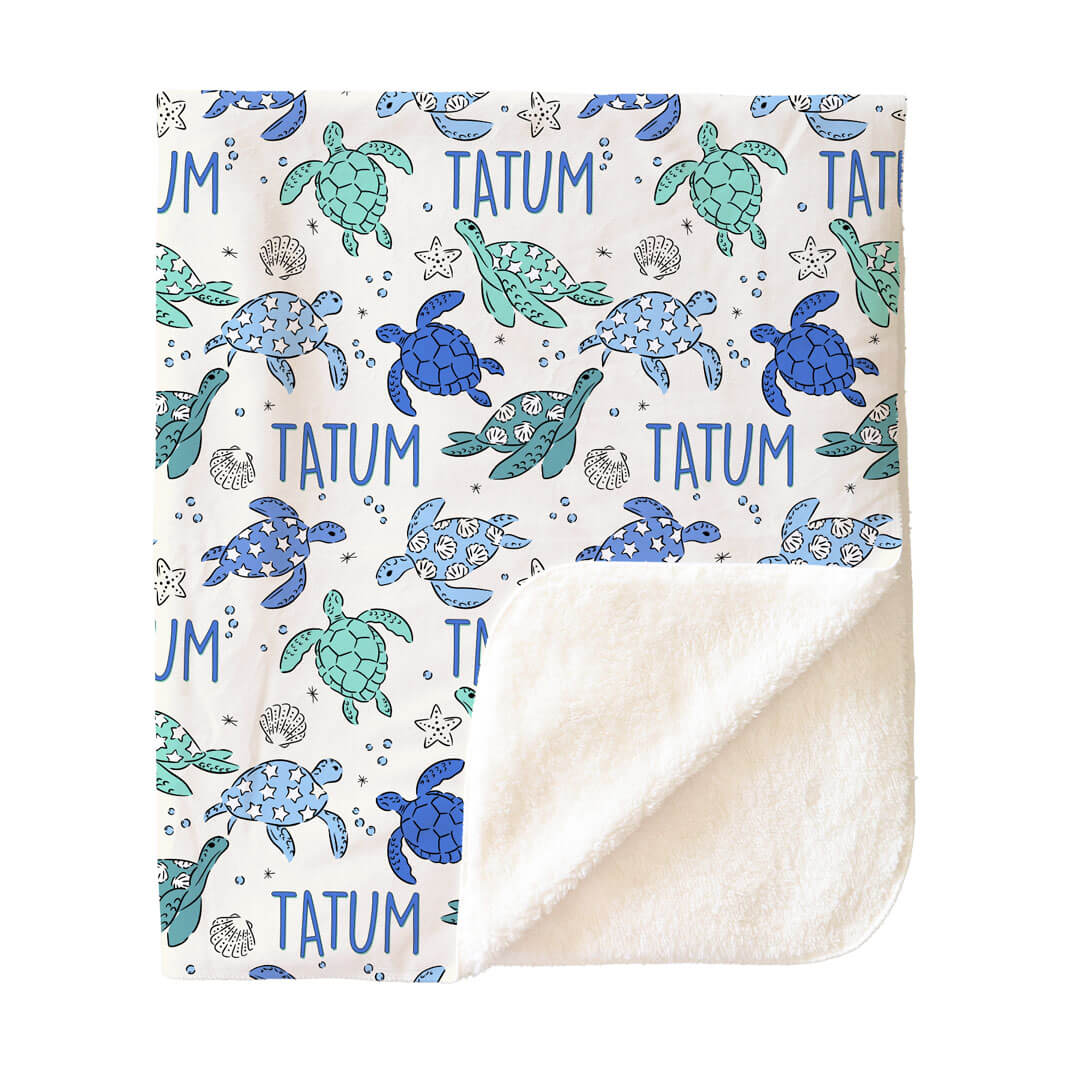Sea Turtle Splash Personalized Kids Blanket