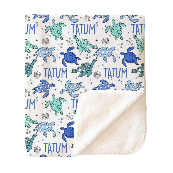Sea Turtle Splash Personalized Kids Blanket