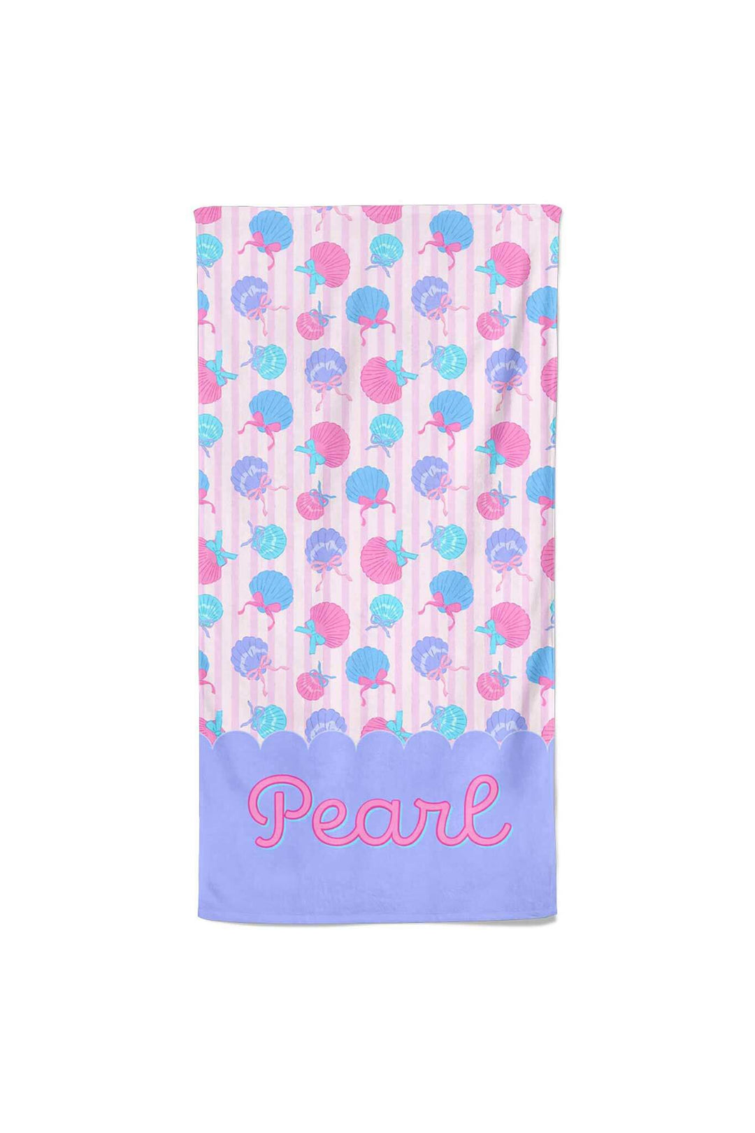 colorful seashell personalized beach towel for kids 