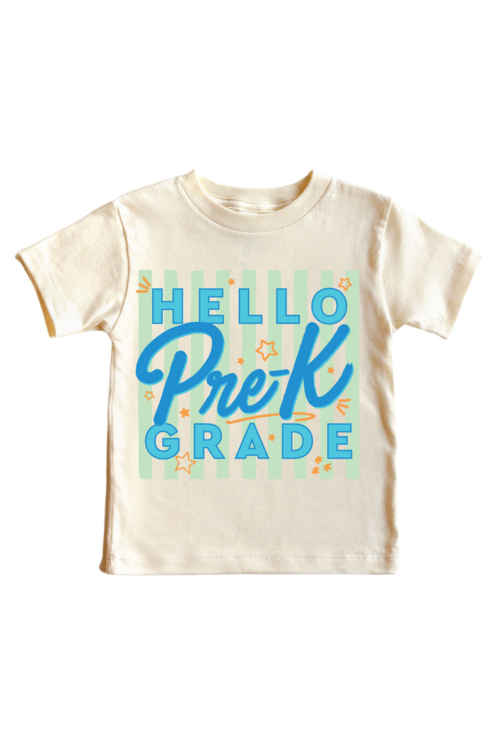 hello pre k blue graphic tee