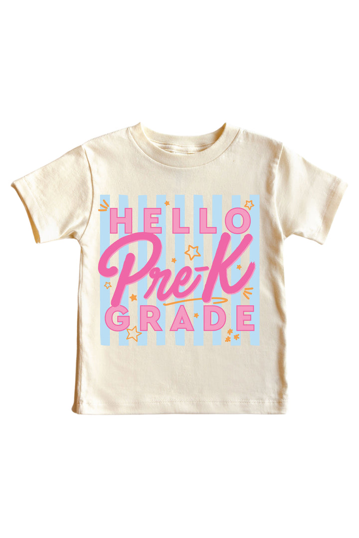 hello pre k pink graphic tee