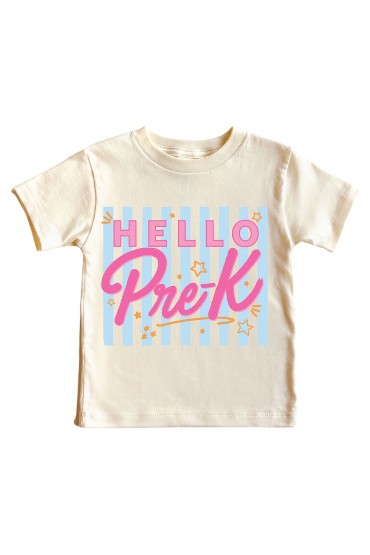 Hello New Grade Stripes Kids Graphic Tee | Natural