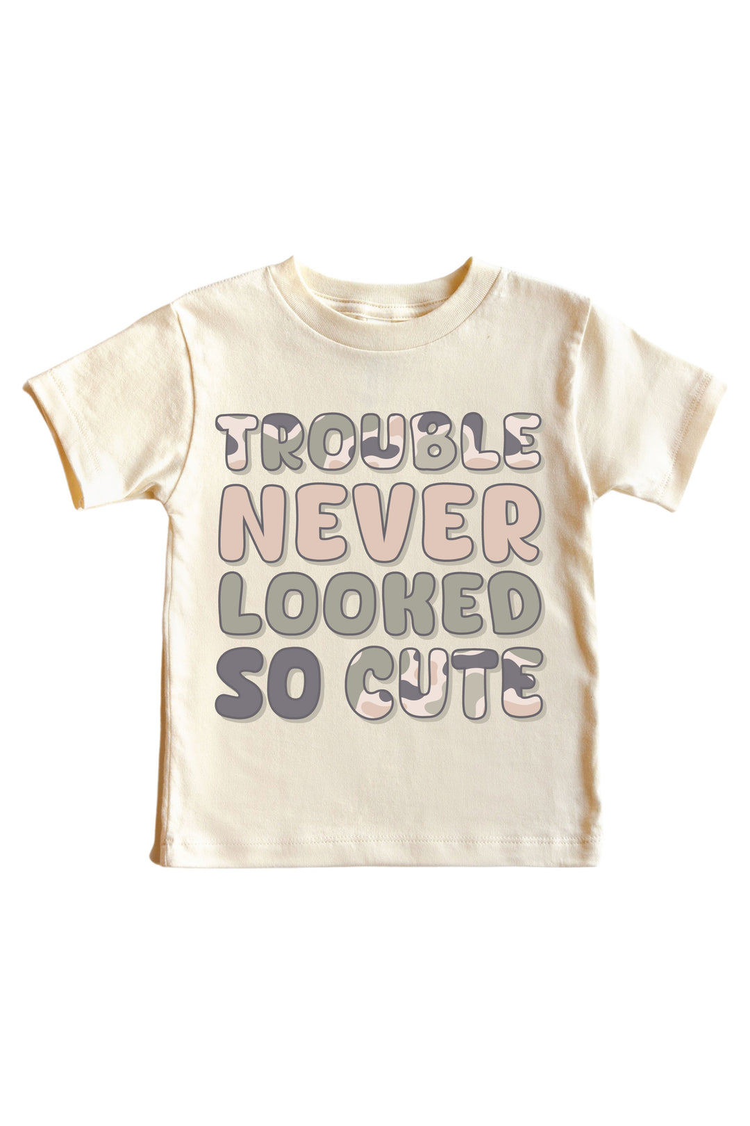 Cute Trouble Graphic Bodysuit & Kids Tee | Natural