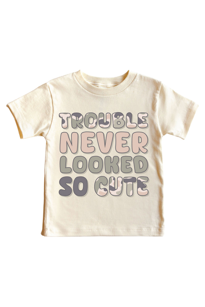 Cute Trouble Graphic Bodysuit & Kids Tee | Natural