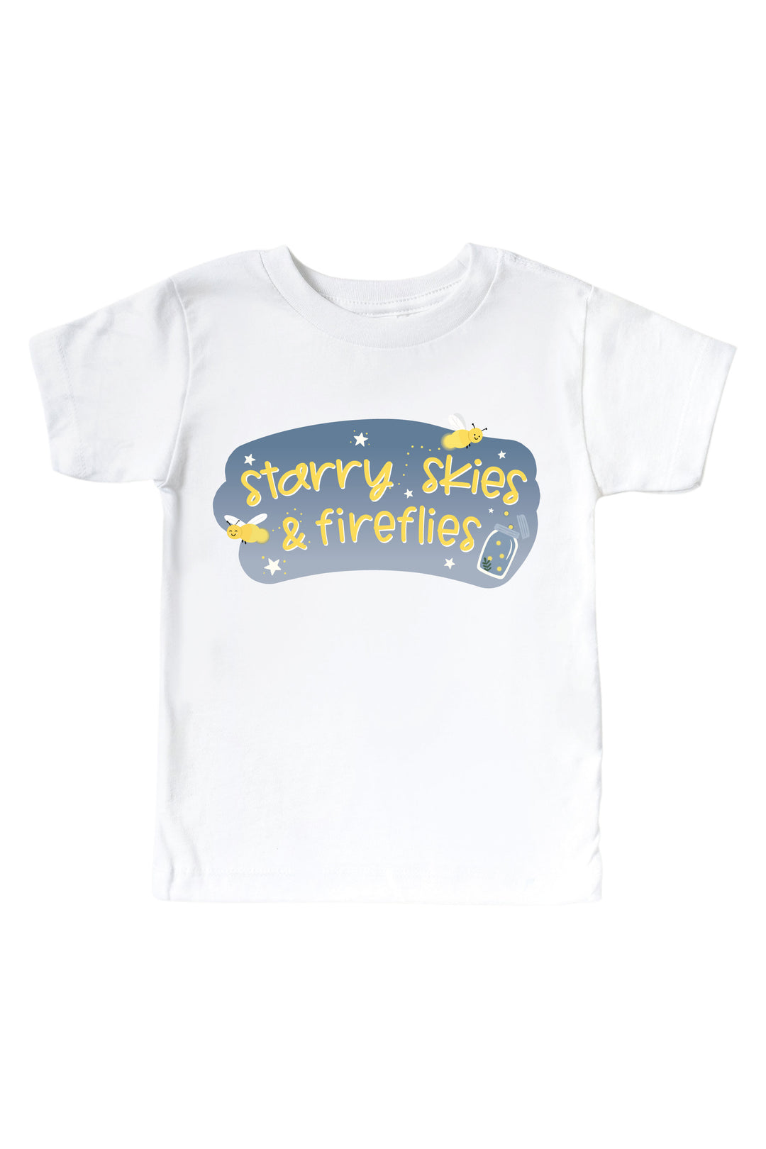 Front view of a Caden Lane white short-sleeve graphic kids&