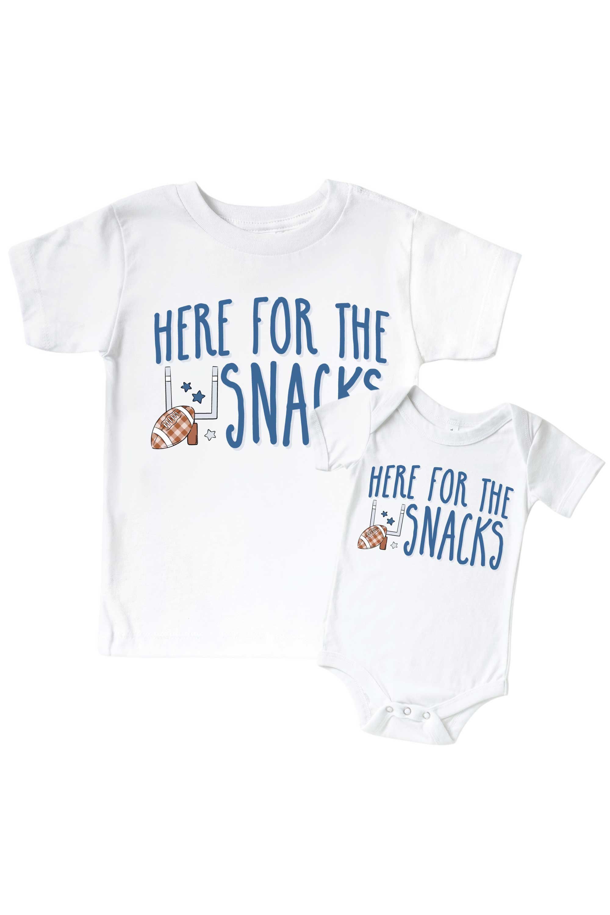 Graphic Bodysuit & Kids' Tee | Here For The Snacks Blue