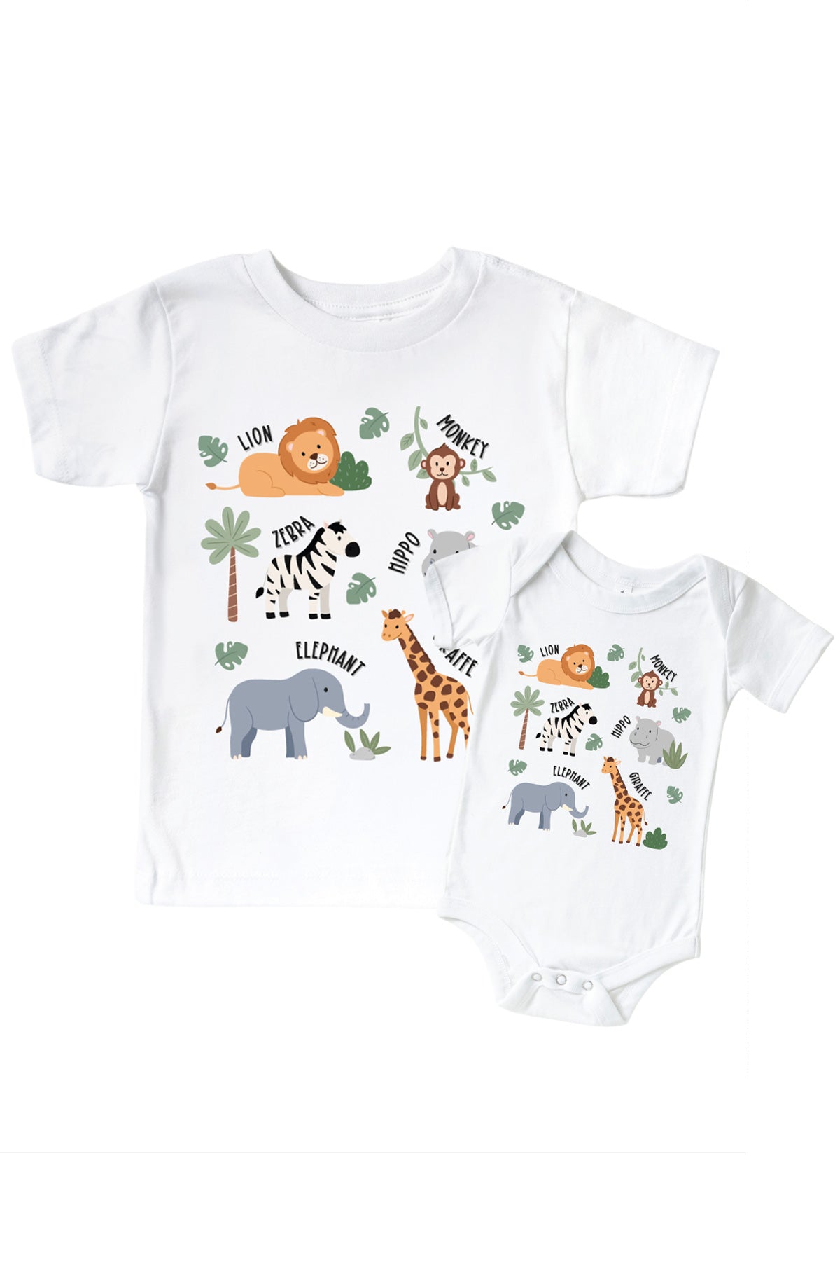 'Wild Child Animals' Graphic Bodysuit or Kids' Tee | White