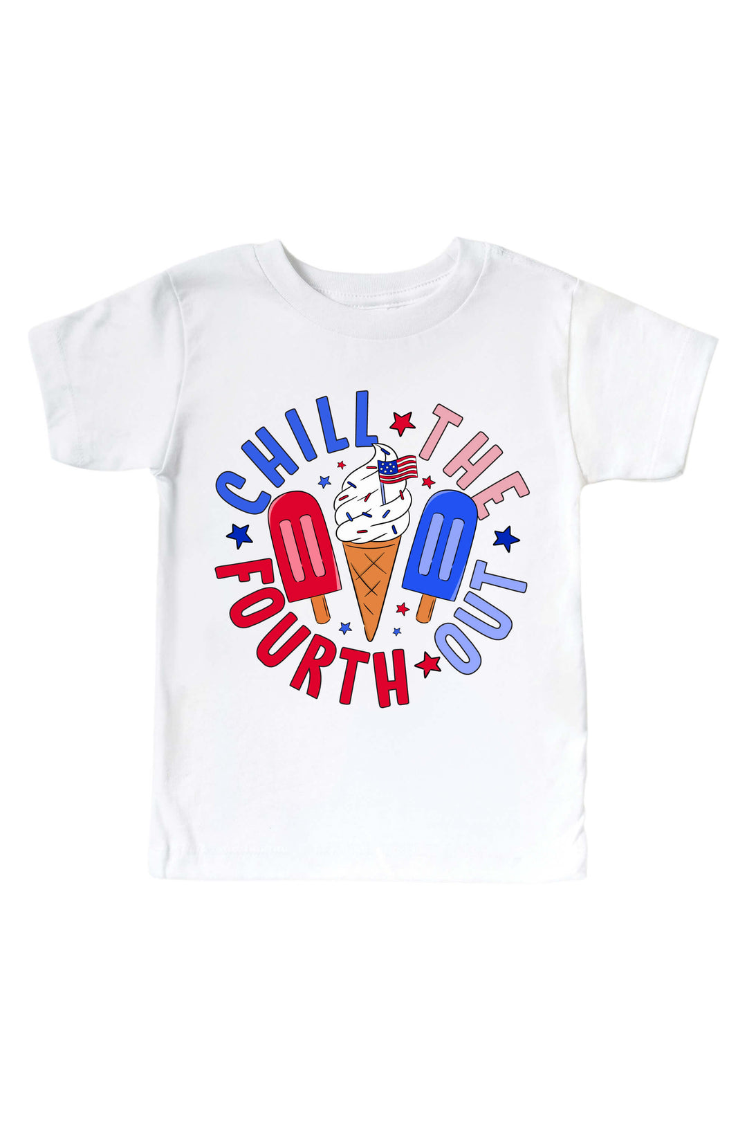 caden lane chill the fourth out graphic tee and onesie - 4th of july red white and cool sibling matching
