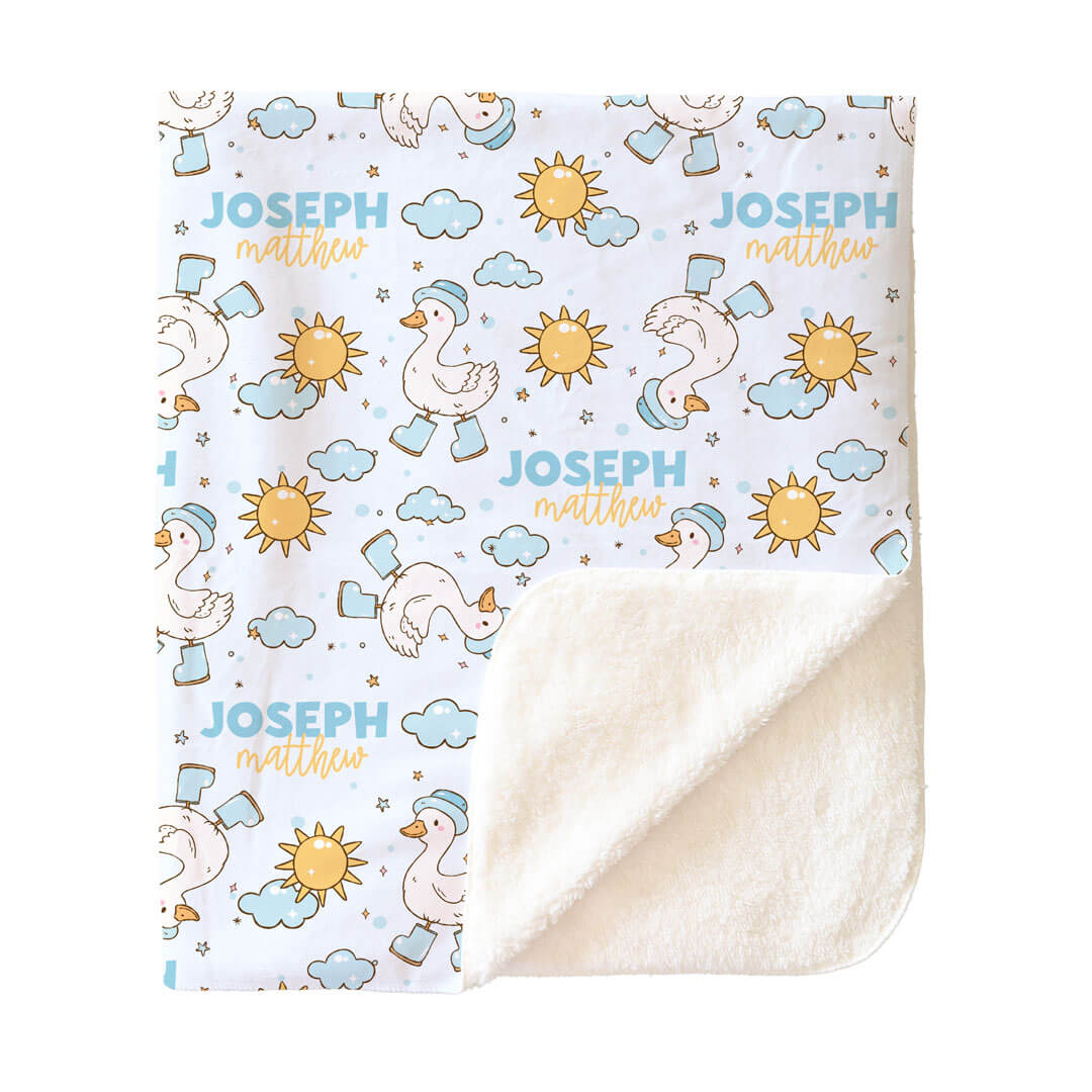 Silly Goose Personalized Kids Blanket | Blue