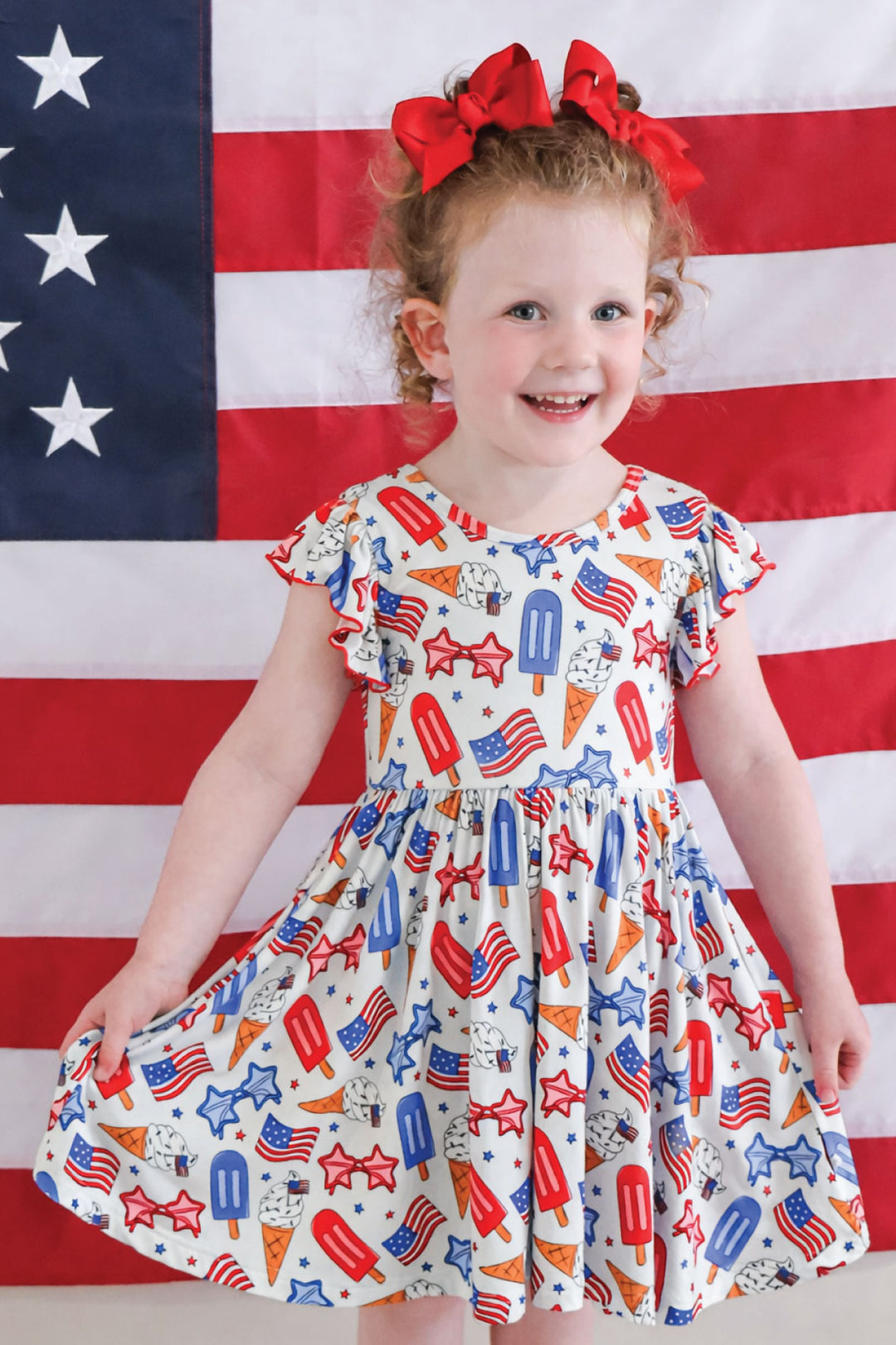 caden lane red white and cool ruffle twirl dress - 4th of july patriotic baby and toddler girl dress