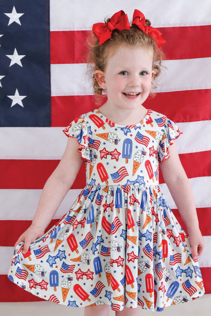 caden lane red white and cool ruffle twirl dress - 4th of july patriotic baby and toddler girl dress