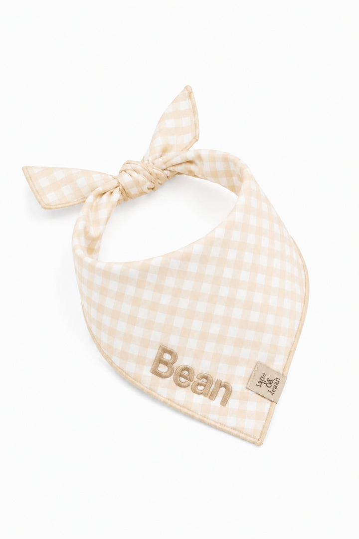 Pet Embroidered Bandana |  Snickerdoodle Gingham