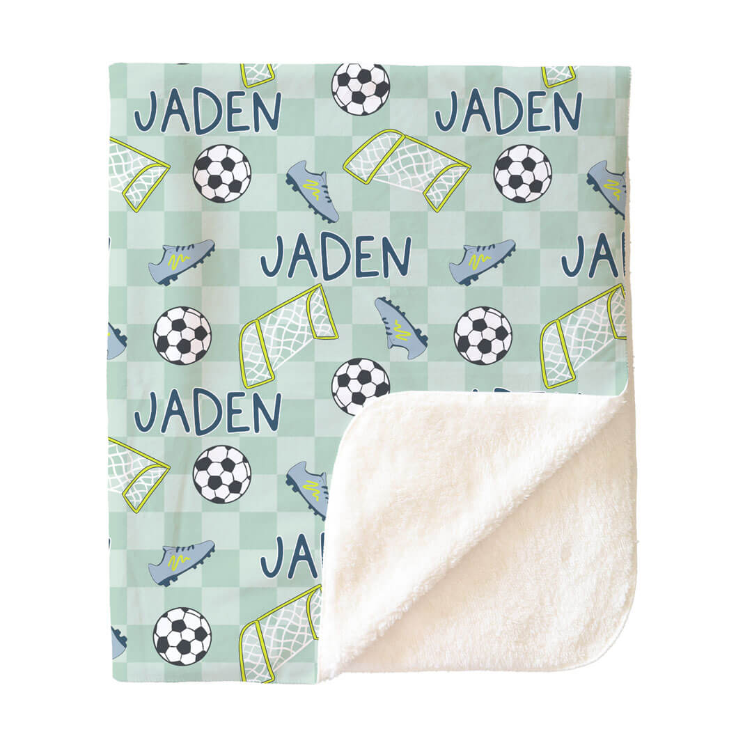 Soccer Star Personalized Kids Blanket | Green