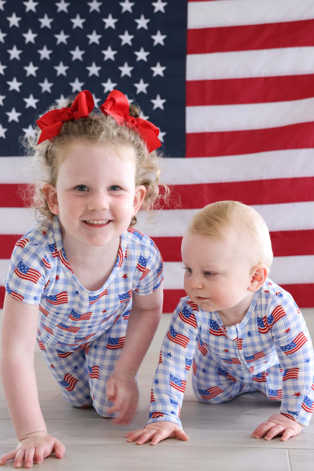 star spangled picnic bamboo waffle zipper footie - 4th of july collection