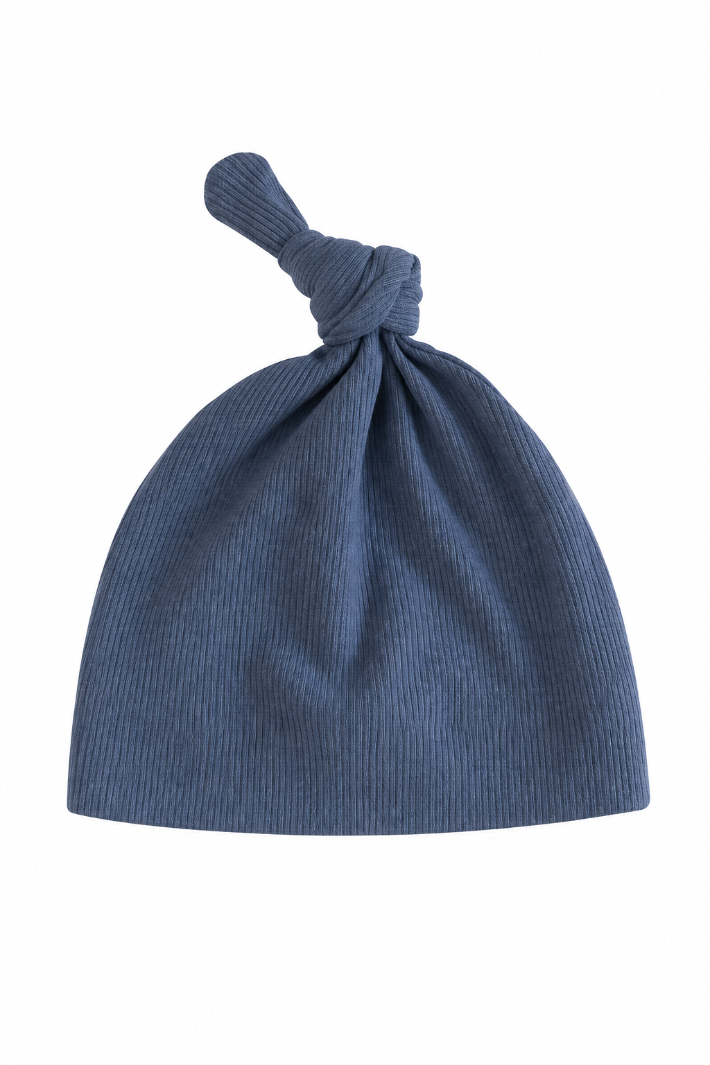 Caden Lane Steel Blue ribbed knit baby knot hat