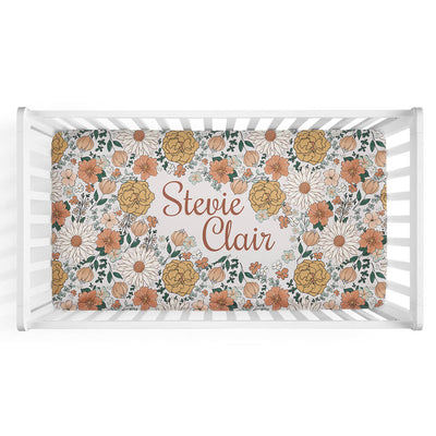 stevie's sunset floral personalized crib sheet 