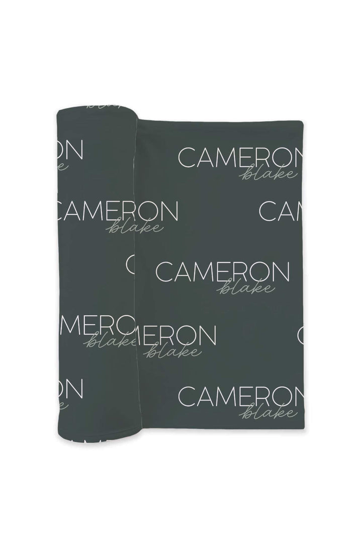 solid dark green personalized swaddle blanket 