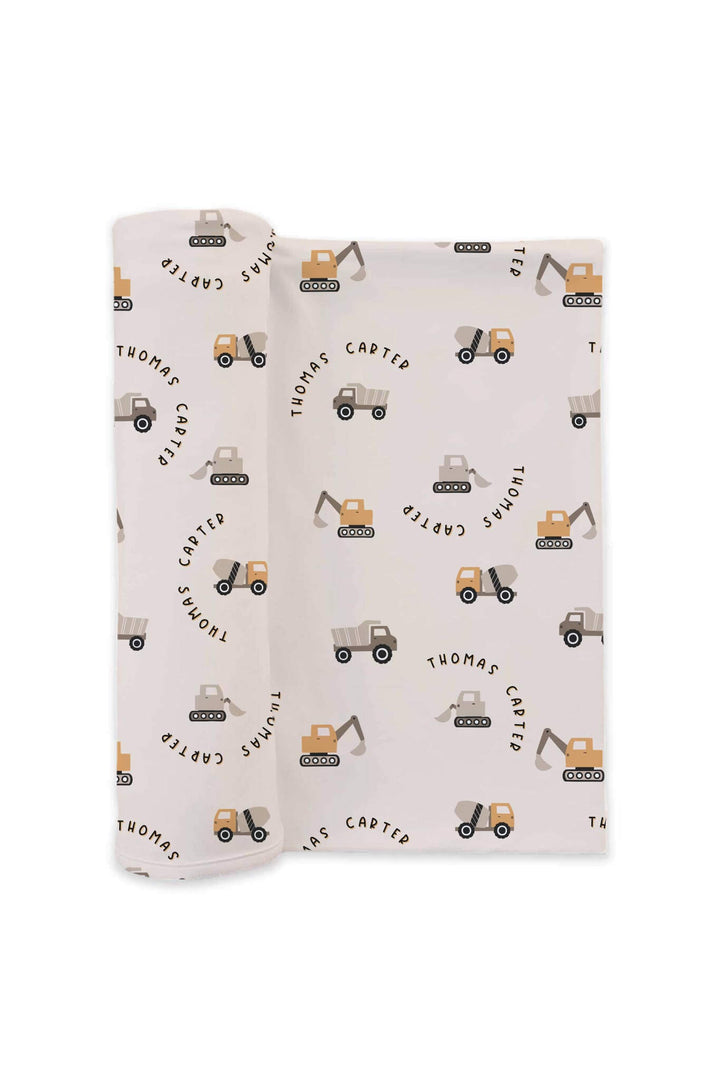 little builder personalized swaddle blanket 