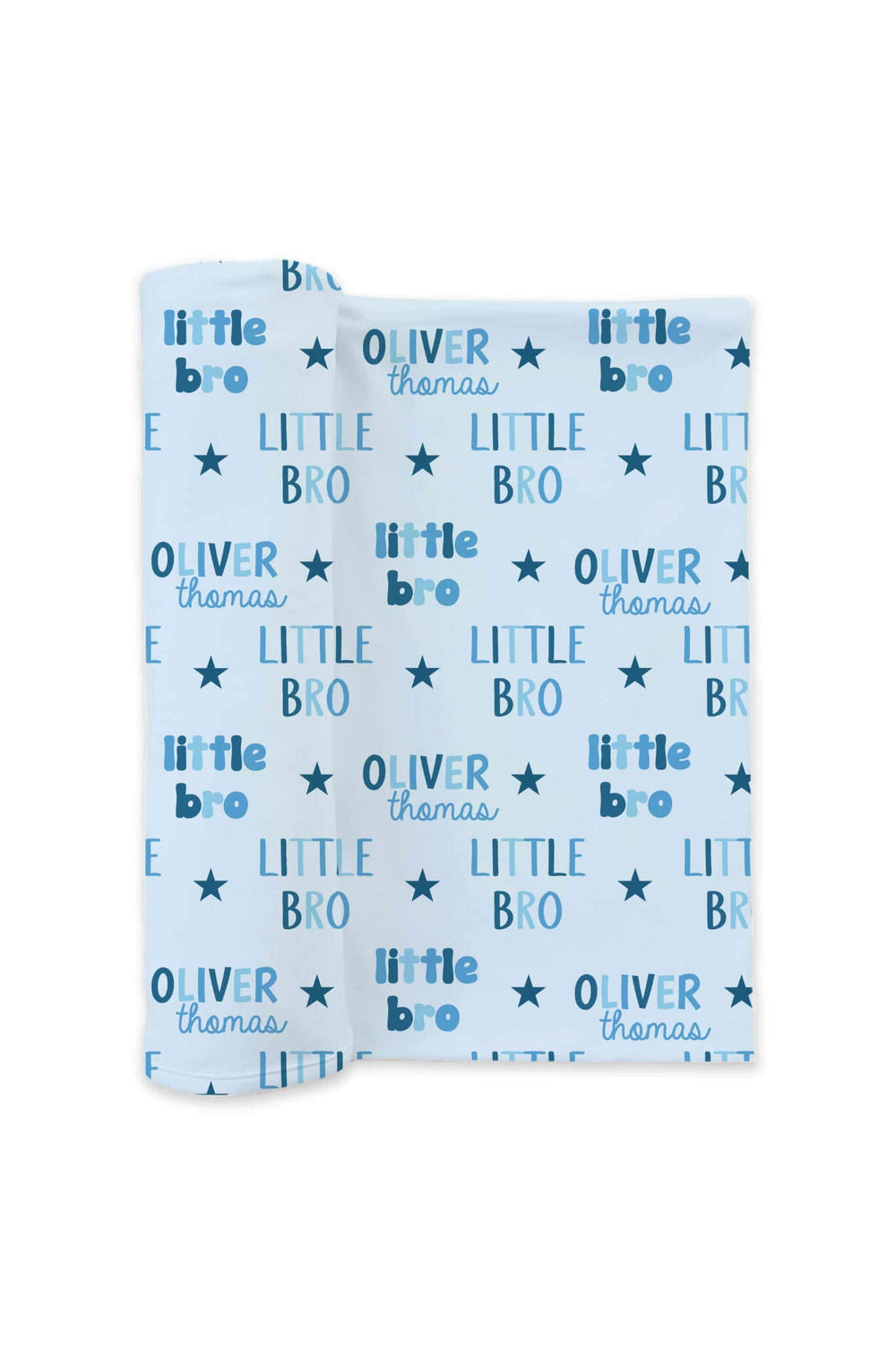little bro blue star personalized swaddle blanket for boys 