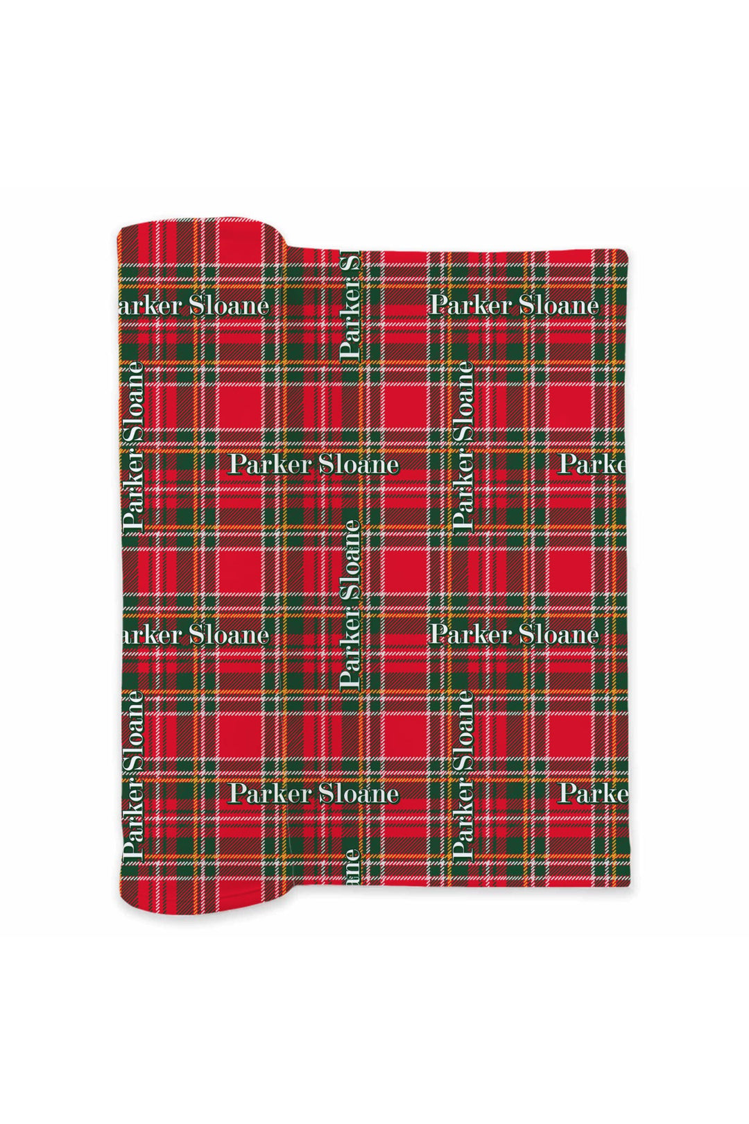 Caden Lane personalized Christmas baby swaddle blanket in a classic red and green plaid print with custom name, soft newborn swaddle blanket for baby's first Christmas, holiday photos, and personalized baby gifts.