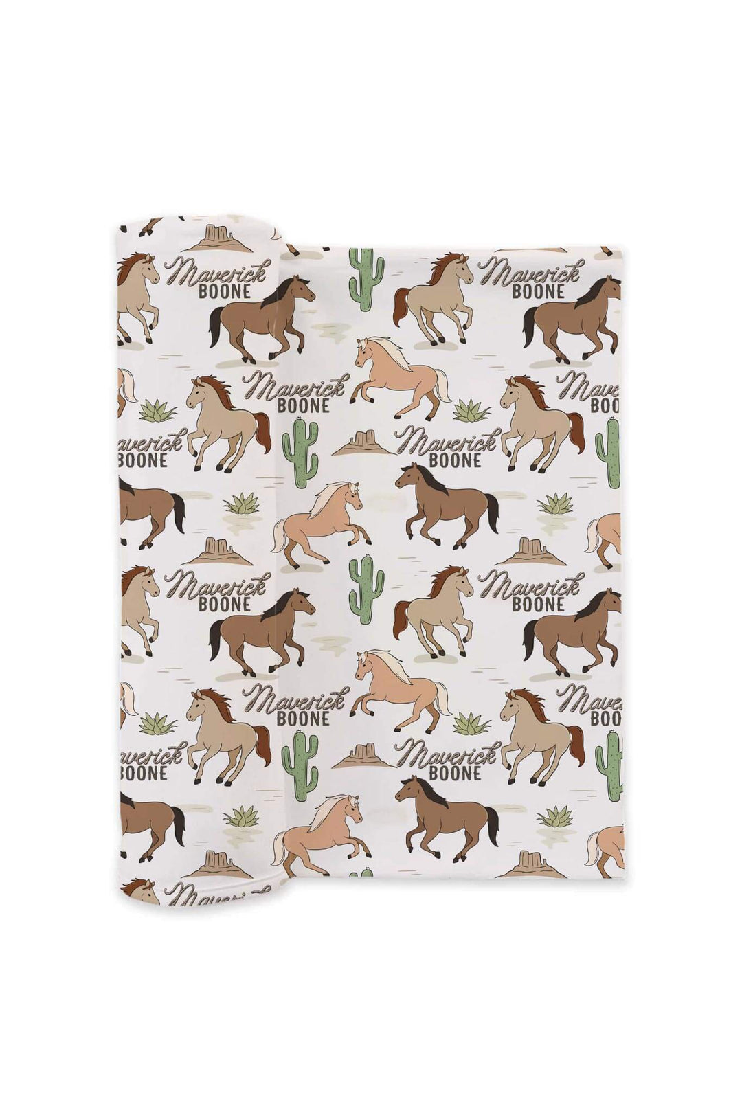 neutral pony club personalized swaddle blanket for boys 