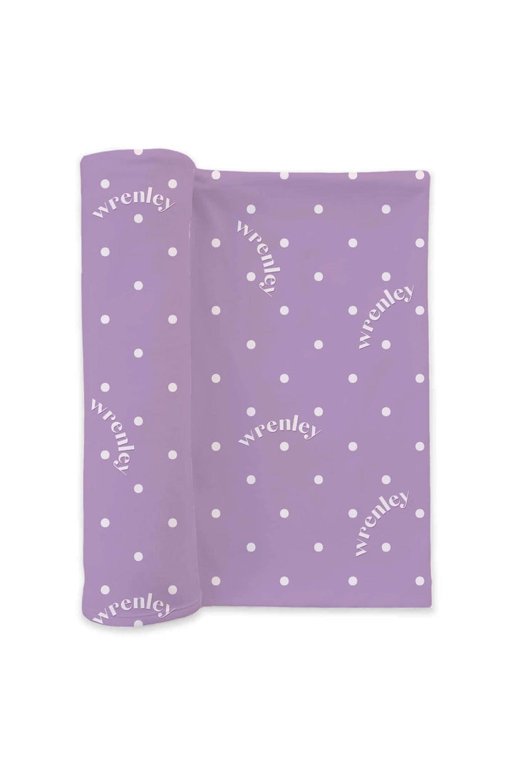 purple polka dot personalized swaddle blanket for girls 