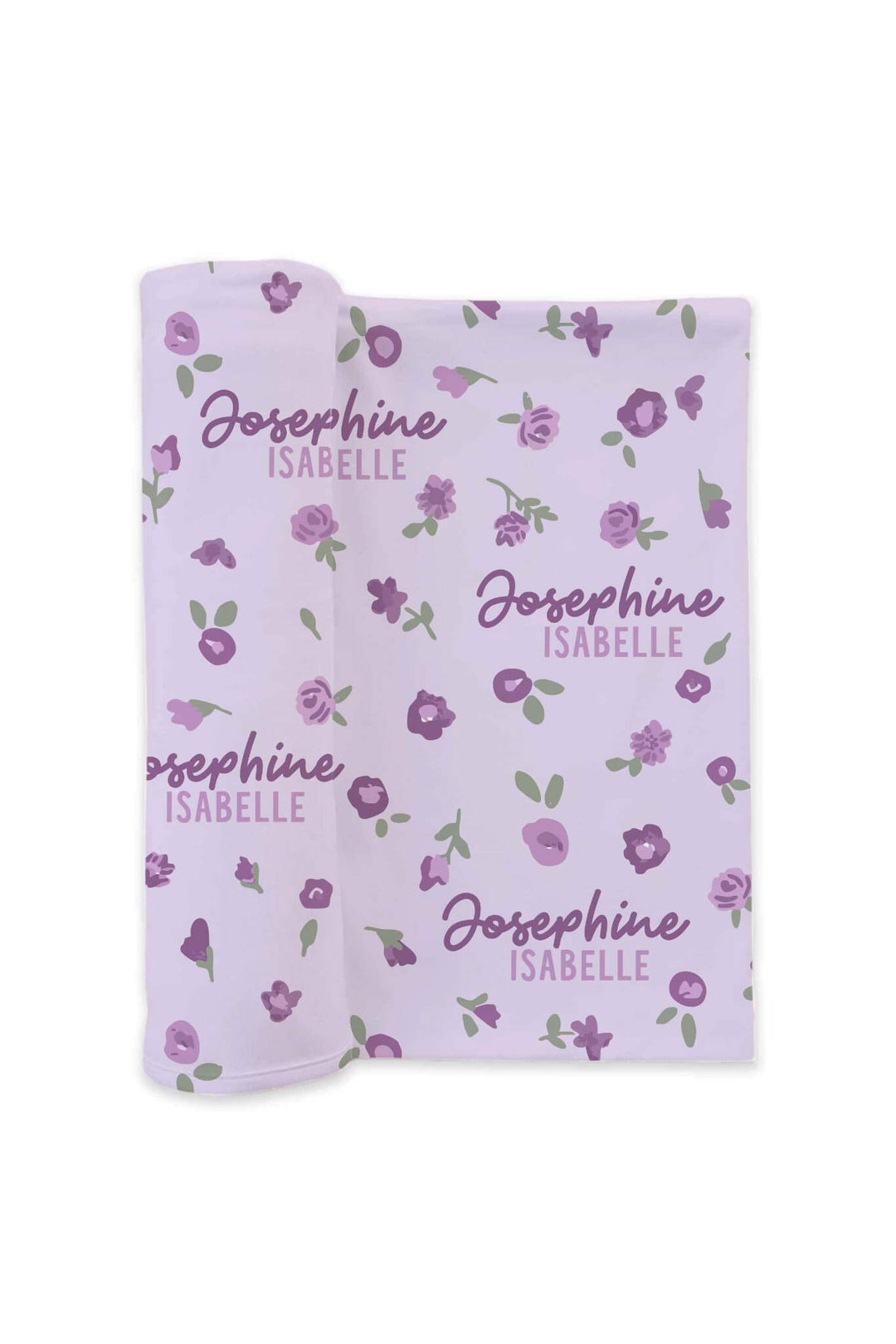 purple flower personalized swaddle blanket 