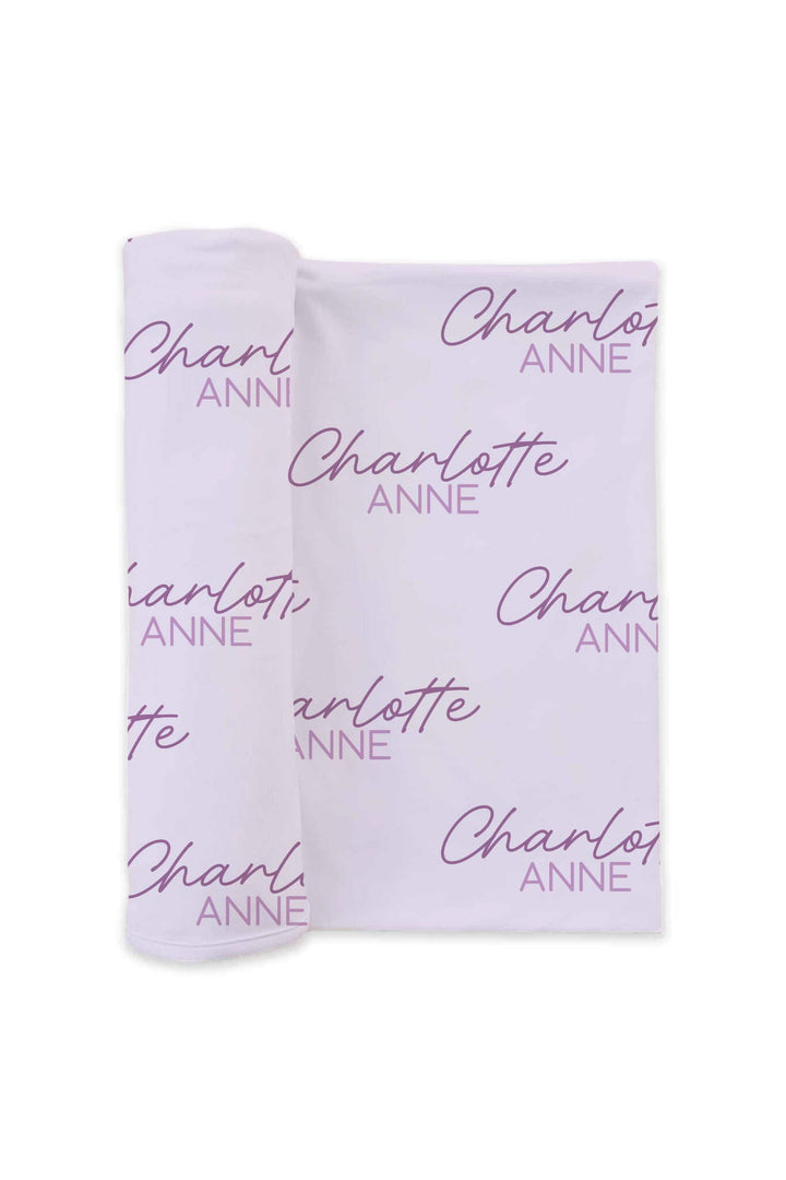 solid light purple personalized swaddle blanket for girls 