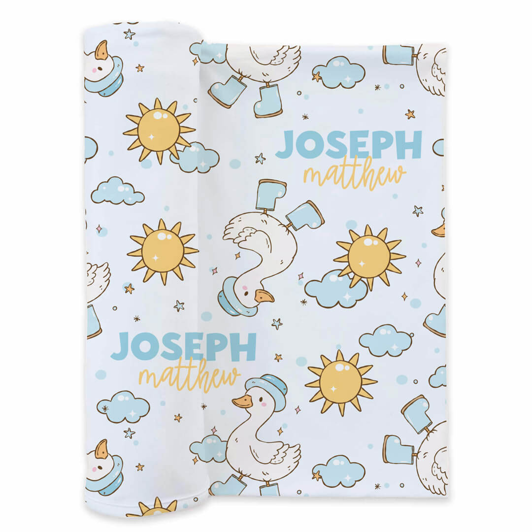 silly goose personalized swaddle blanket for boys 