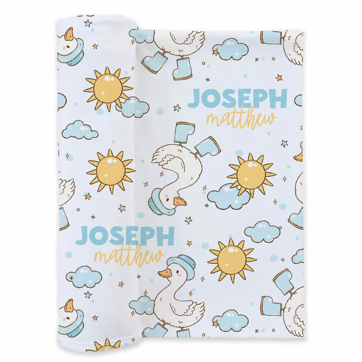 silly goose personalized swaddle blanket for boys 